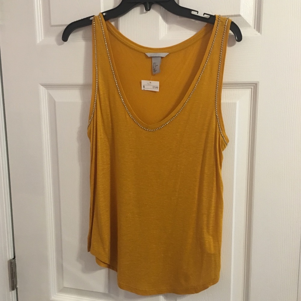 Yellow tank with rhinestone detail